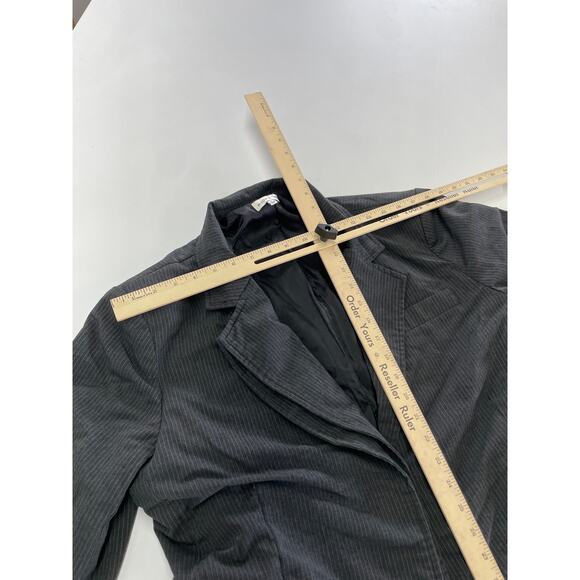 Moon River Jacket Womens Large Grey Pin Striped Double Layer Twill Button Blazer - Picture 10 of 12